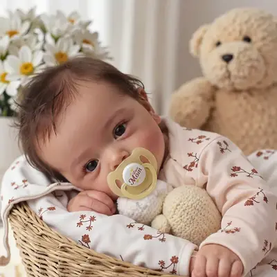 18" Cloth Body Reborn Baby Newborn Girl Doll Named Sinsda with Brown Hair