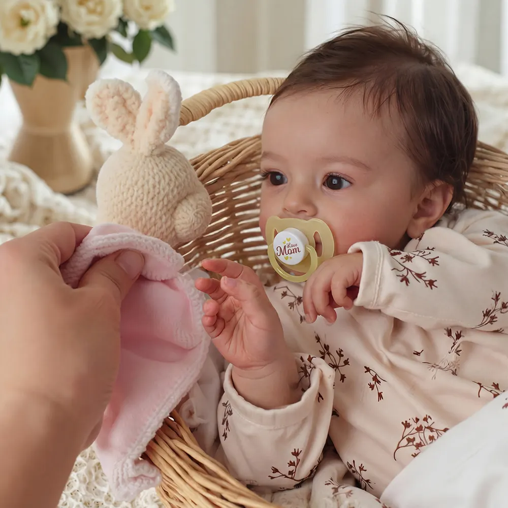 18" Cloth Body Reborn Baby Newborn Girl Doll Named Sinsda with Brown Hair, photograph 5