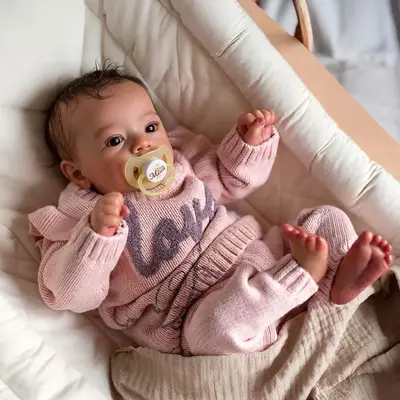 18" Toddler Reborn Baby Doll with Smooth and Beautiful Brown Hair