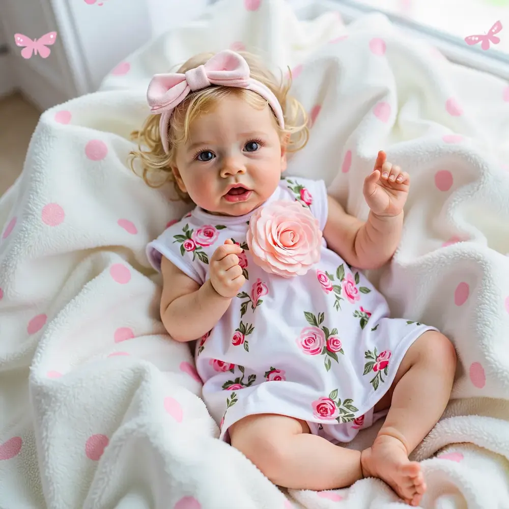 20" Reborn Blinking Eyes Toddler Baby Doll Girl Cuina with Blonde Hair, photograph 6