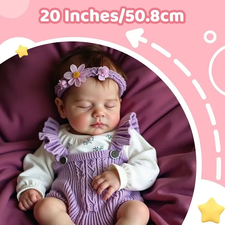 20" Silicone Vinyl Body Reborn Girl Doll Named Dazin with Brown Hair, photograph 3