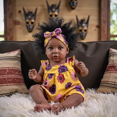 20" African American Realistic Reborn Baby Black Girl Doll Zoinse