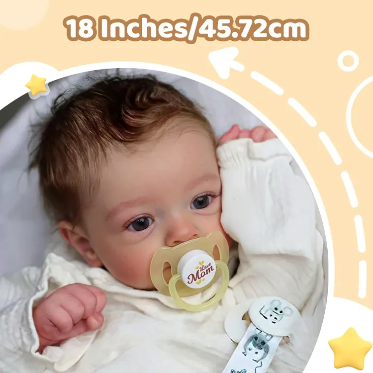 18" Cloth Body Reborn Baby Newborn Girl Awake Doll Named Bunny With Blue Eyes, photograph 3
