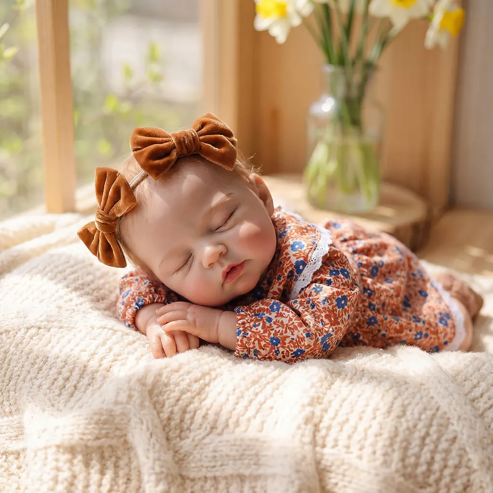 12"/16" Full Body Silicone Reborn Baby Named Lennon with Closed Eyes for Collectors, photograph 2