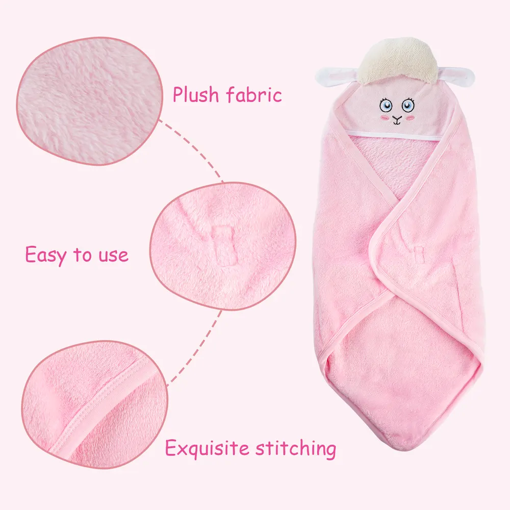 Pink Lamb Wrap 4 Pcs Reborn Baby Doll Clothes Accessories Set, photograph 5