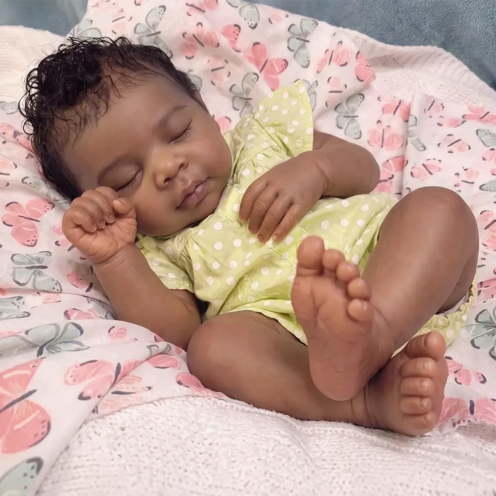 12"/16" Full Body Silicone African American Baby Girl with Curly Hair – Amani, photograph 6