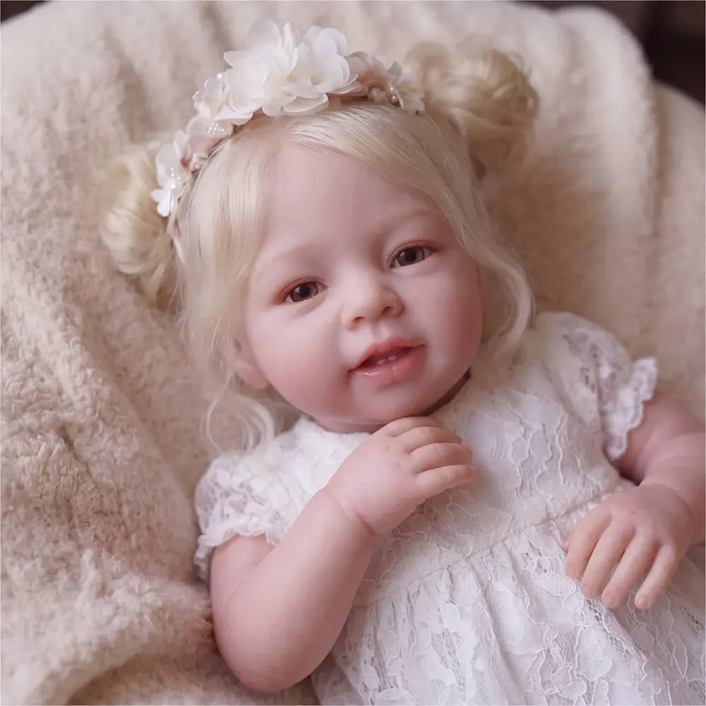 20" Lifelike Heartbeat Reborn Baby Dolls with Hand-rooted Smooth Blonde Hair - Miri, photograph 3