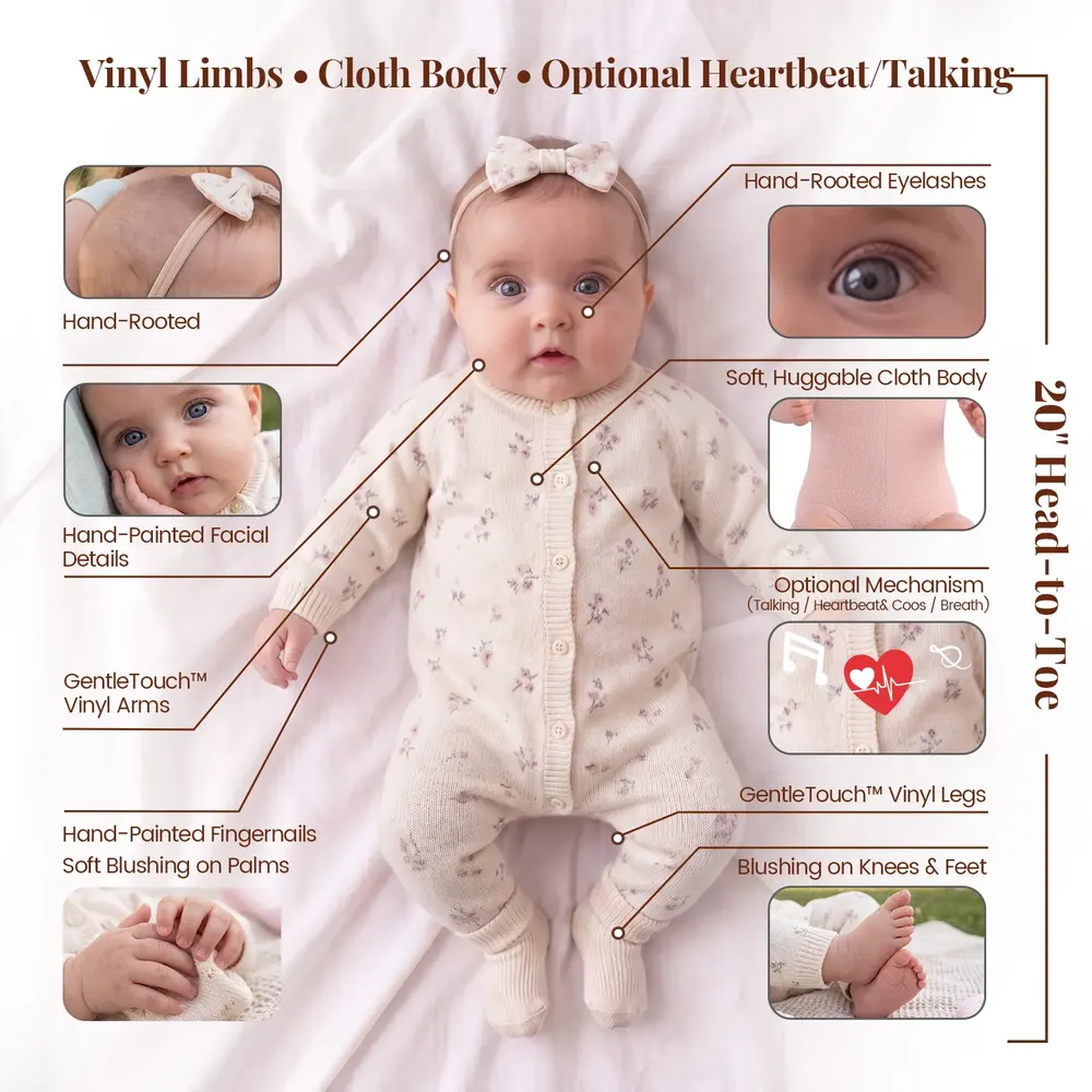 20" Realistic Reborn Baby Doll with Weighted Soft Body - Bunella, photograph 4