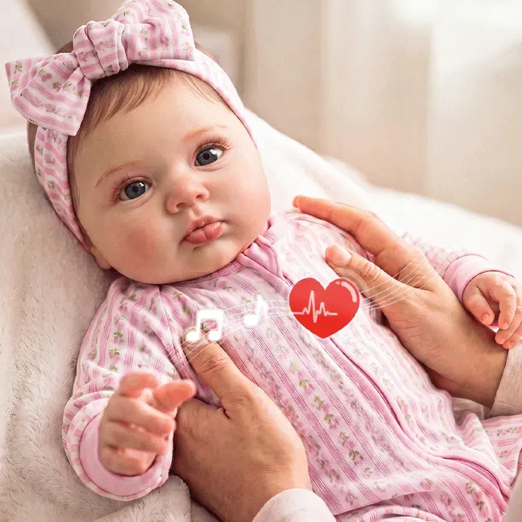 20" Reborn Baby Doll with Sweet Baby Face and Pink Outfit - Isel, photograph 3