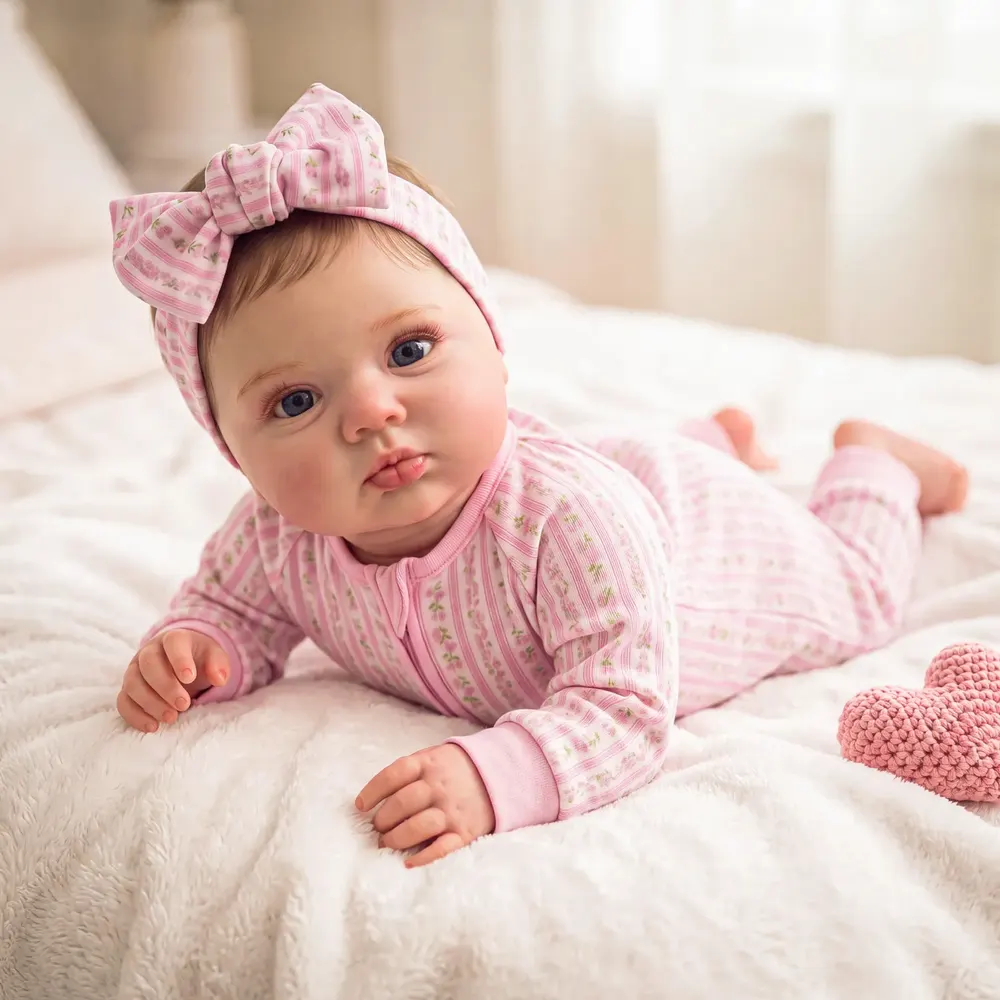 20" Reborn Baby Doll with Sweet Baby Face and Pink Outfit - Isel, photograph 6