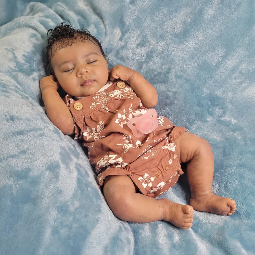 Full Body Silicone 12"/16" Reborn Baby Doll Lifelike Soft Body African American Girl – Amani, photograph 2