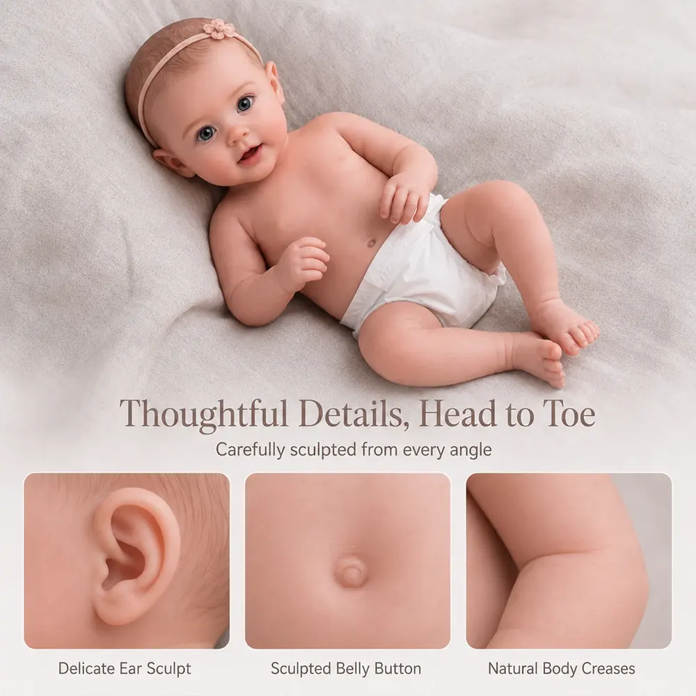 Full Body Silicone 12"/16"/20" Lifelike & Realistic Reborn Toddler Doll - Sereia, photograph 5