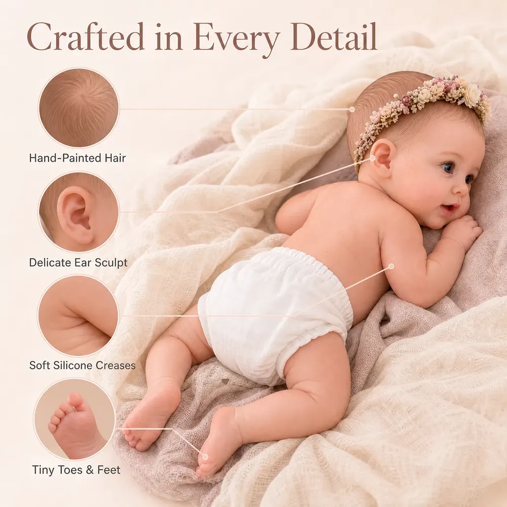 Full Body Silicone 12"/16"/20" Realistic Reborn Toddler Baby Doll - Sereia, photograph 4