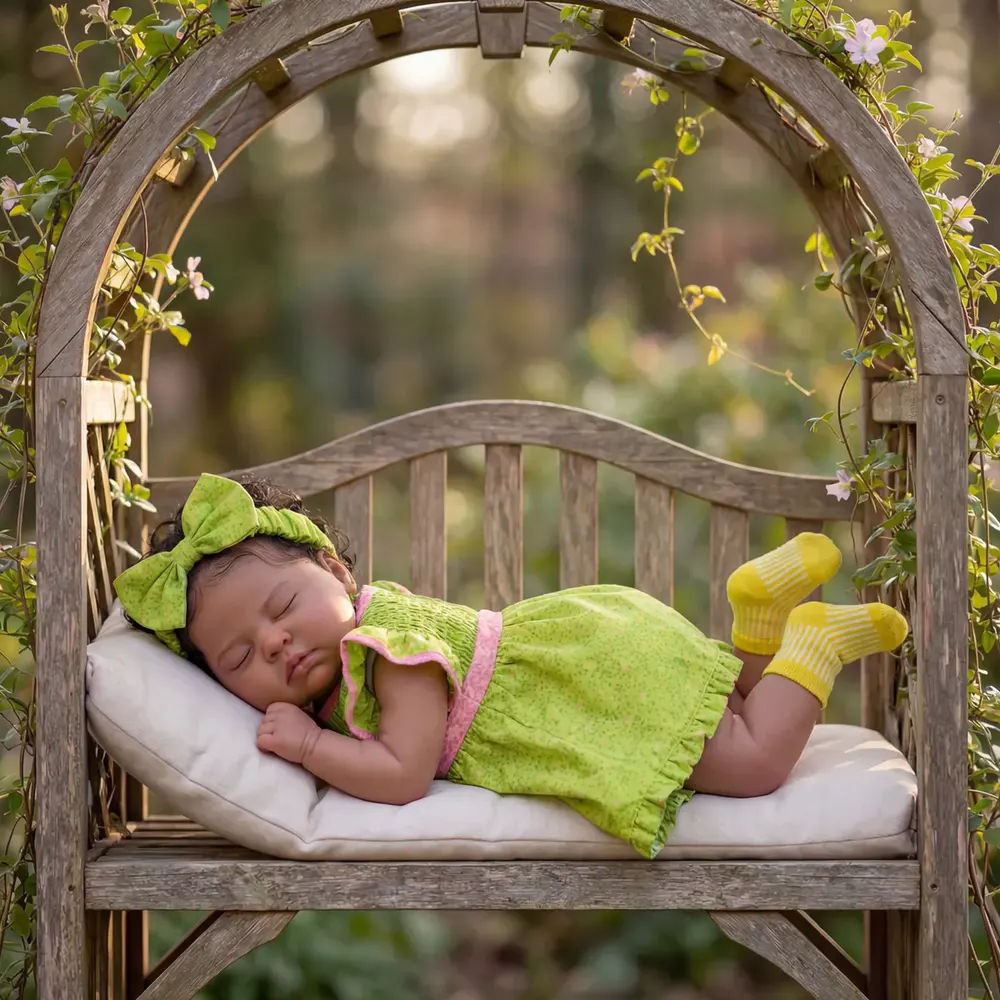 Reborn Baby Dolls in Black Skin with Heartbeat, 20" Toddler with Curly Fluffy Hair, photograph 5