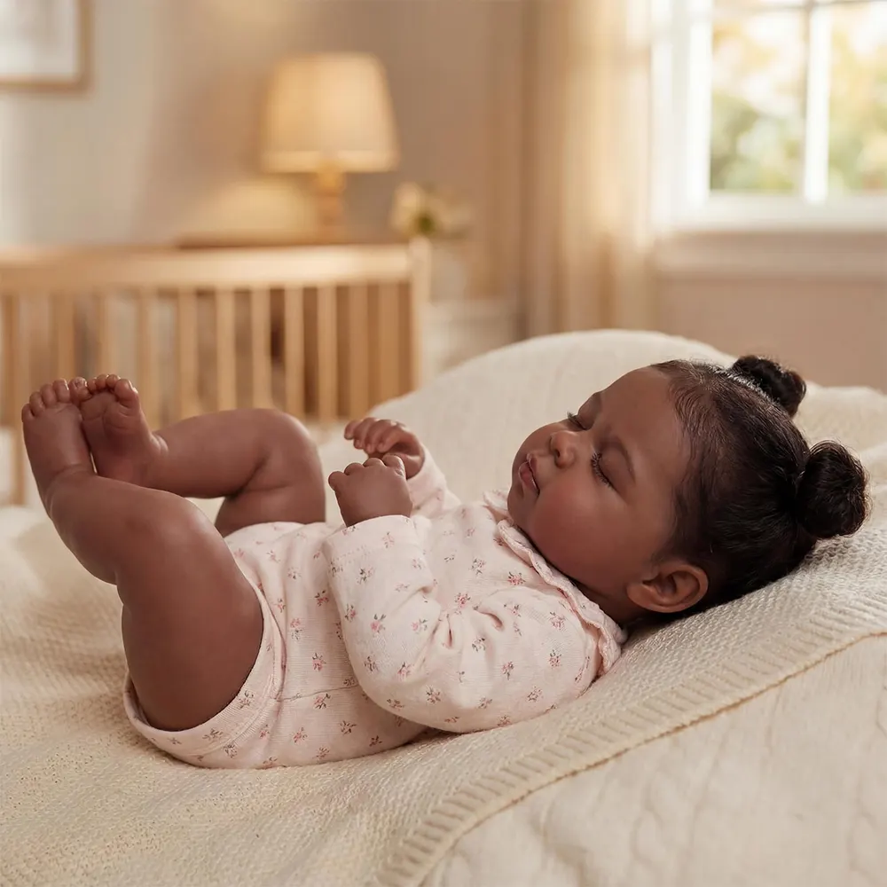 Reborn Baby Dolls with African American Skin, 20" Sleeping Toddler Girl, photograph 4