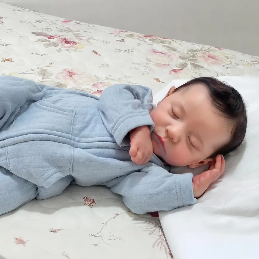Reborn Dolls with Hand Rooted Brown Hair, 20" Newborn Baby Boy, photograph 3