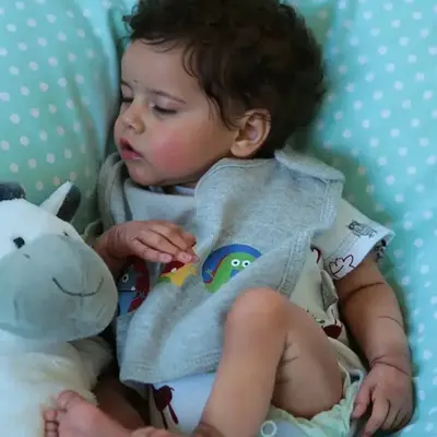 Sleeping Cute Black Skin Girl Constance 17" Silicone Soft Weighted Body Reborn Open