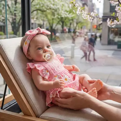 Special Reborn Baby Girl for Spring, 18" Newborns with Short Brown Hair as Gift