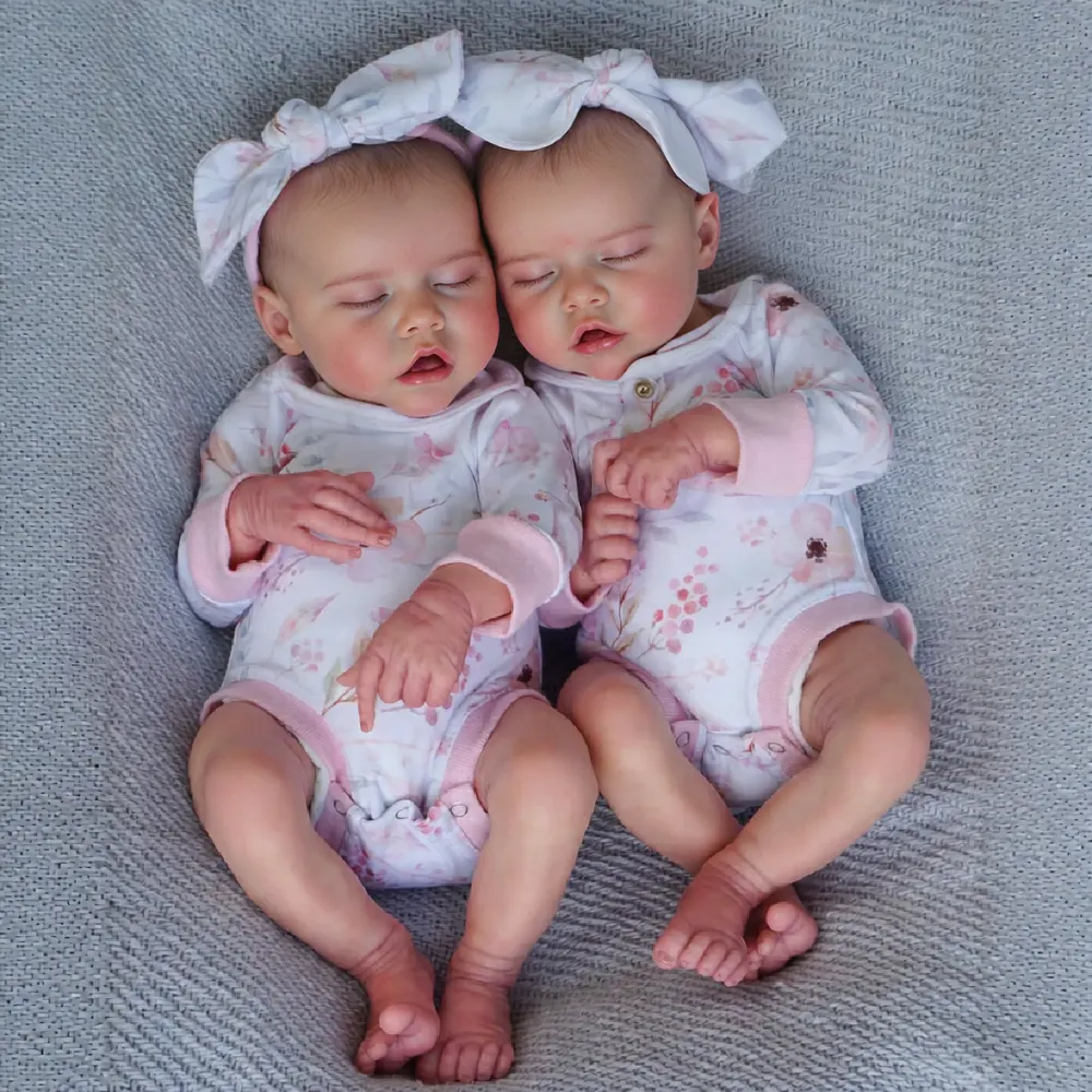 Twins 17" Reborn Baby Doll in Asleep with Lifelike Heartbeat and Breath, photograph 2